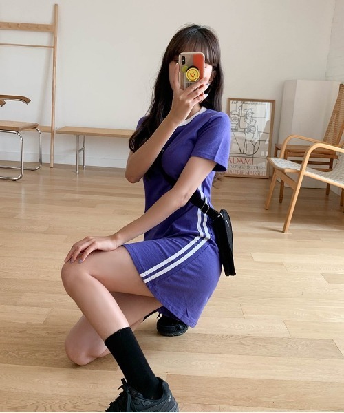 SONA(ソナ)の「SONYUNARA ホワイトライン半袖ワンピース(ワンピース・レディース・ブラック/パープル・FREE)」の13枚目の写真