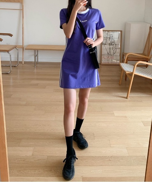 SONA(ソナ)の「SONYUNARA ホワイトライン半袖ワンピース(ワンピース・レディース・ブラック/パープル・FREE)」の16枚目の写真