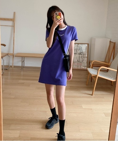 SONA(ソナ)の「SONYUNARA ホワイトライン半袖ワンピース(ワンピース・レディース・ブラック/パープル・FREE)」の6枚目の写真