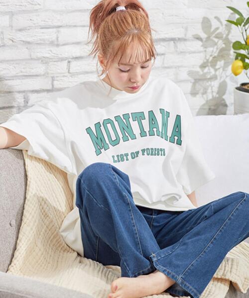 INGNI（イング）の「カレッジミニスウェット／トップス（Tシャツ/カットソー・レディース・グレー/スミクロ/グリーン/オフホワイト・M）」の9枚目の写真