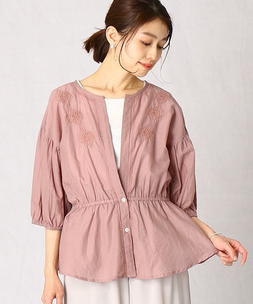 Comme　Ca　Mature（コムサマチュア）の「インドコットン　刺繍ブラウス（シャツ/ブラウス・レディース・ホワイト/カーキ/ピンク・FREE）」の3枚目の写真