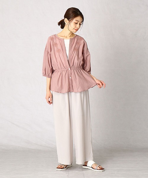 Comme　Ca　Mature（コムサマチュア）の「インドコットン　刺繍ブラウス（シャツ/ブラウス・レディース・ホワイト/カーキ/ピンク・FREE）」の7枚目の写真