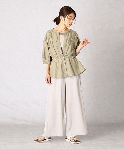 Comme　Ca　Mature（コムサマチュア）の「インドコットン　刺繍ブラウス（シャツ/ブラウス・レディース・ホワイト/カーキ/ピンク・FREE）」の8枚目の写真