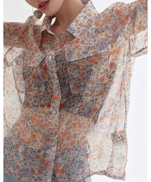 【Fano Studios】Flower print tulle shirt FX21S026