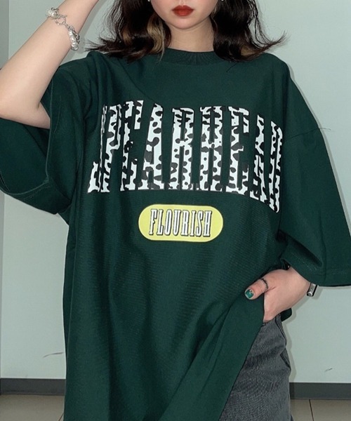 WEGO（ウィゴー）の「WEGO/ヘビーウェイトカレッジロゴビッグシルエット5分袖Tシャツ（Tシャツ/カットソー・メンズ・ダークグリーン/ネイビー/イエロー/ブルー/グリーン/オートミール/ホワイト系その他/スミクロ/ワイン/その他2/その他4/その他1/その他3/グリーン系その他/その他5・MEDIUM/LARGE/X-LARGE）」の11枚目の写真