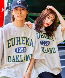 WEGO/ヘビーウェイトカレッジロゴビッグシルエット5分袖Tシャツ