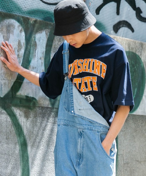 WEGO（ウィゴー）の「WEGO/ヘビーウェイトカレッジロゴビッグシルエット5分袖Tシャツ（Tシャツ/カットソー・メンズ・ダークグリーン/ネイビー/イエロー/ブルー/グリーン/オートミール/ホワイト系その他/スミクロ/ワイン/その他2/その他4/その他1/その他3/グリーン系その他/その他5・MEDIUM/LARGE/X-LARGE）」の7枚目の写真