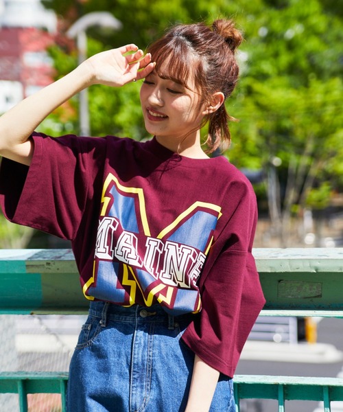 WEGO（ウィゴー）の「WEGO/ヘビーウェイトカレッジロゴビッグシルエット5分袖Tシャツ（Tシャツ/カットソー・メンズ・ダークグリーン/ネイビー/イエロー/ブルー/グリーン/オートミール/ホワイト系その他/スミクロ/ワイン/その他2/その他4/その他1/その他3/グリーン系その他/その他5・MEDIUM/LARGE/X-LARGE）」の10枚目の写真