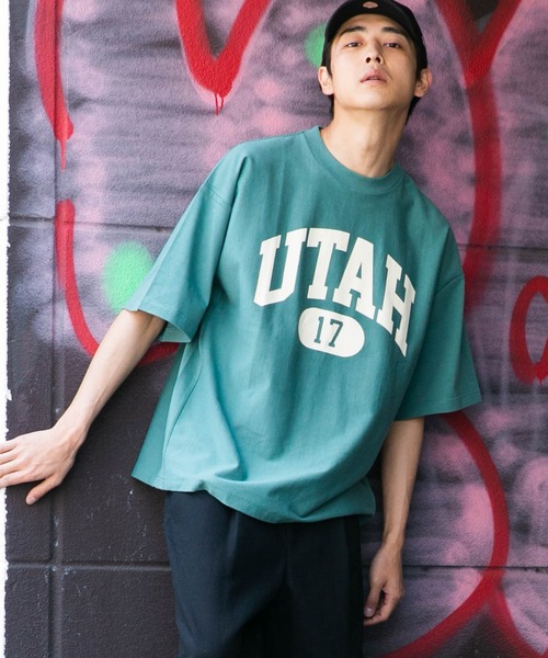 WEGO（ウィゴー）の「WEGO/ヘビーウェイトカレッジロゴビッグシルエット5分袖Tシャツ（Tシャツ/カットソー・メンズ・ダークグリーン/ネイビー/イエロー/ブルー/グリーン/オートミール/ホワイト系その他/スミクロ/ワイン/その他2/その他4/その他1/その他3/グリーン系その他/その他5・MEDIUM/LARGE/X-LARGE）」の5枚目の写真