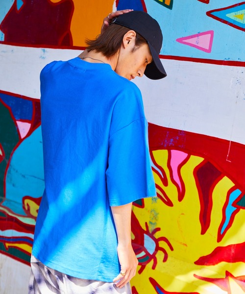 WEGO（ウィゴー）の「WEGO/ヘビーウェイトカレッジロゴビッグシルエット5分袖Tシャツ（Tシャツ/カットソー・メンズ・ダークグリーン/ネイビー/イエロー/ブルー/グリーン/オートミール/ホワイト系その他/スミクロ/ワイン/その他2/その他4/その他1/その他3/グリーン系その他/その他5・MEDIUM/LARGE/X-LARGE）」の22枚目の写真