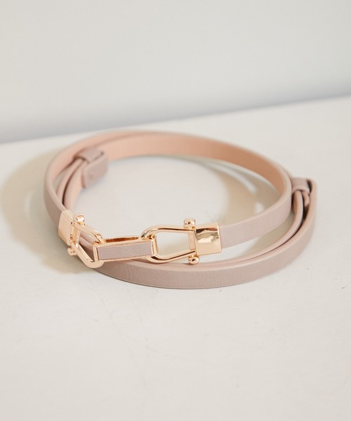 AIMER（エメ）の「スライドレザーベルト（ベルト・レディース・グレイッシュベージュ/ダークグレー/ブラック・FREE）」の5枚目の写真