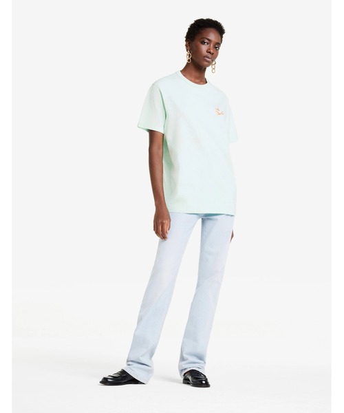 MAISON KITSUNÉ ミントグリーン Tシャツ Ｌサイズ MAISON KITSUNÉ メゾンキツネ ロゴ入り ミントグリーンTシャツ S