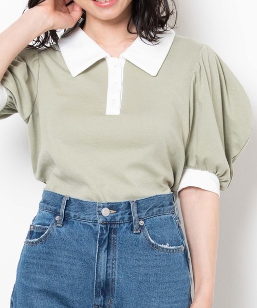 WEGO(ウィゴー)の「WEGO/ボリュームスリーブポロシャツ(ポロシャツ・レディース・グリーン/アイボリー/ブルー系その他5/ブラック系その他5・FREE)」の17枚目の写真