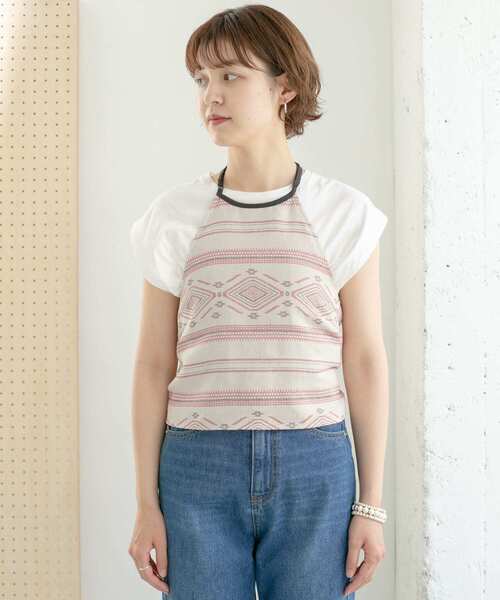 KBF（ケイビーエフ）の「エスニック柄ホルターネックキャミソール（キャミソール・レディース・グレー/レッド・ONE）」の9枚目の写真