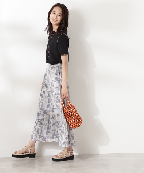 N.(N. Natural Beauty Basic)(エヌエヌナチュラルビューティーベーシック)の「【S Size Line】グラフィカルアートプリントマキシスカート(スカート・レディース・ベージュ系その他/グレー系その他・MEDIUM/SMALL)」の10枚目の写真