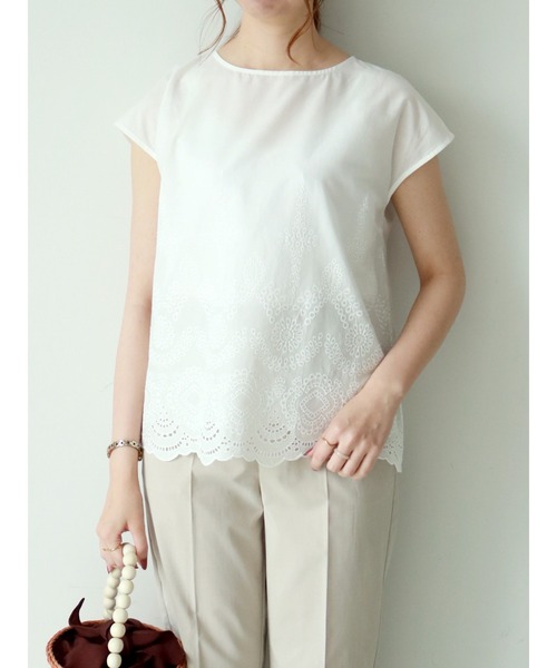 Te chichi（テチチ）の「刺繍ブラウス（シャツ/ブラウス・レディース・ブラック/オフホワイト/ブラウン・ﾌﾘ-）」の2枚目の写真