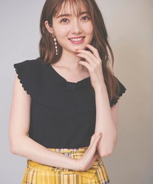 リボンノースリーブニット