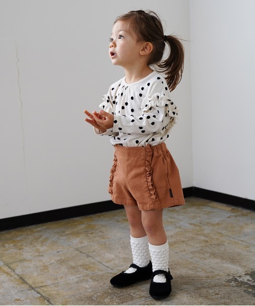quoti use fith(クゥオティ ユース フィス)の「ビーンジャガードストレッチフリルショートパンツ(その他パンツ・キッズ・グリーン/オレンジ/ベージュ・80/90/100/110/120/130)」の6枚目の写真