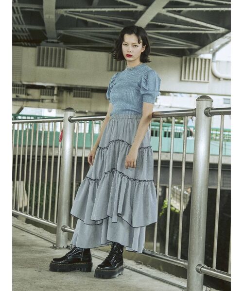 jouetie（ジュエティ）の「ティアードコットンスカート（スカート・レディース・オフホワイト/ブラック/レッド/その他1・MEDIUM）」の6枚目の写真