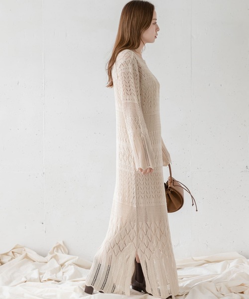 URBAN RESEARCH Sonny Label（アーバンリサーチサニーレーベル）の「インナーSET柄編みニットワンピース（ワンピース・レディース・ブラック/アイボリー/ミント・FREE）」の10枚目の写真