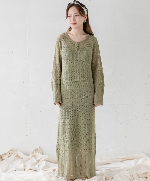 URBAN RESEARCH Sonny Label（アーバンリサーチサニーレーベル）の「インナーSET柄編みニットワンピース（ワンピース・レディース・ブラック/アイボリー/ミント・FREE）」の15枚目の写真