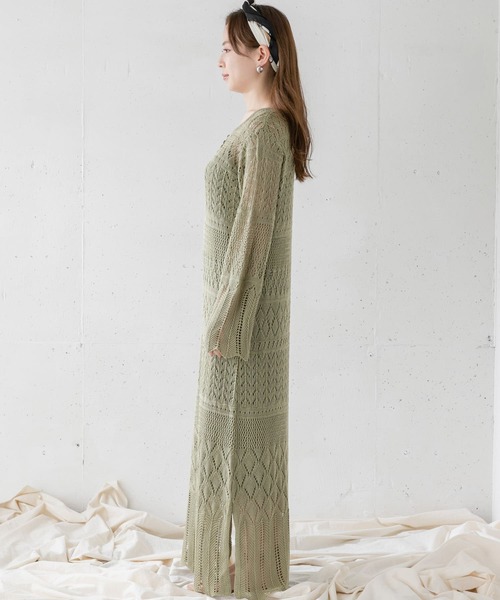 URBAN RESEARCH Sonny Label（アーバンリサーチサニーレーベル）の「インナーSET柄編みニットワンピース（ワンピース・レディース・ブラック/アイボリー/ミント・FREE）」の16枚目の写真