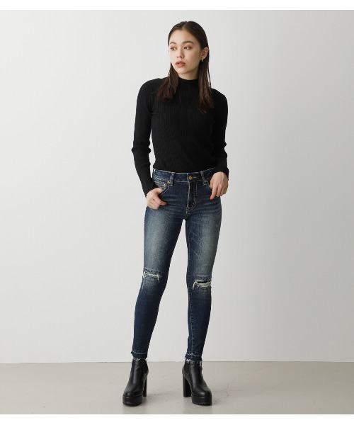 AZUL by moussy（アズールバイマウジー）の「RANDOM RIB H/N KNIT TOPS/ランダムリブハイネックニットトップス（ニット/セーター・レディース・ライトグリーン/ブラック/ライトブラウン/ライトベージュ・MEDIUM/SMALL）」の14枚目の写真