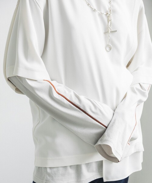 LiNoH（リノー）の「BELTED LAYERED S/S TEE（Tシャツ/カットソー・メンズ・ホワイト/ブラック/ブルー/オフホワイト・FREE）」の8枚目の写真