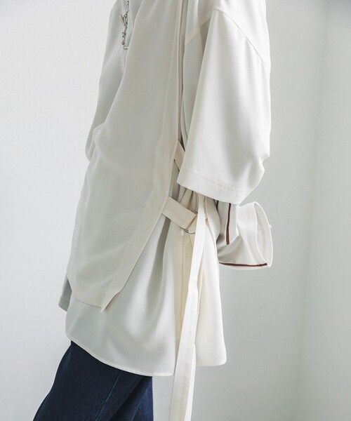 LiNoH（リノー）の「BELTED LAYERED S/S TEE（Tシャツ/カットソー・メンズ・ホワイト/ブラック/ブルー/オフホワイト・FREE）」の5枚目の写真