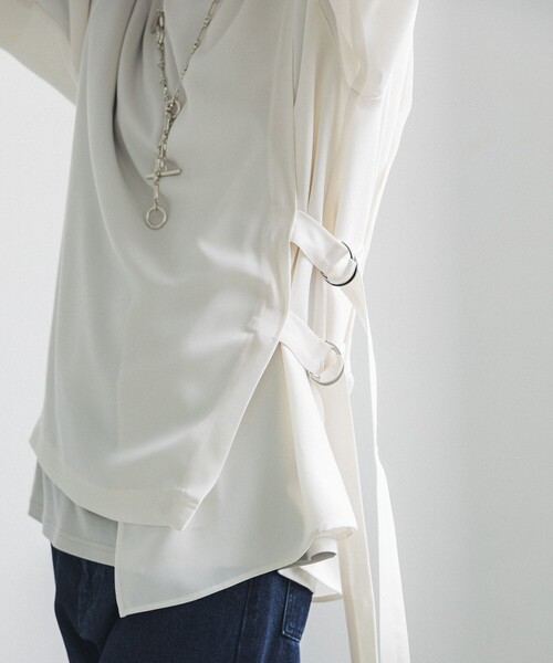 LiNoH（リノー）の「BELTED LAYERED S/S TEE（Tシャツ/カットソー・メンズ・ホワイト/ブラック/ブルー/オフホワイト・FREE）」の7枚目の写真