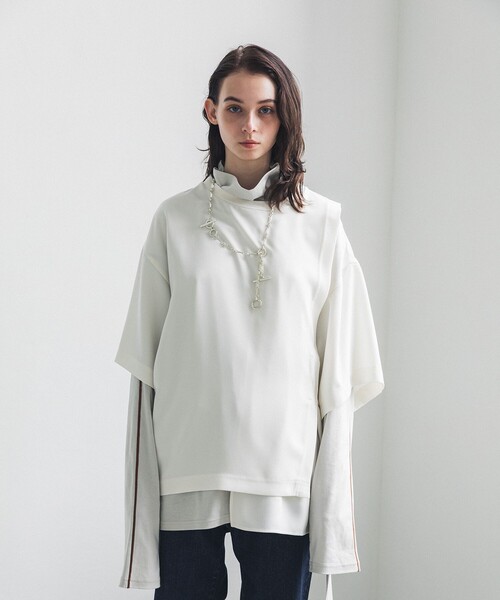 LiNoH（リノー）の「BELTED LAYERED S/S TEE（Tシャツ/カットソー・メンズ・ホワイト/ブラック/ブルー/オフホワイト・FREE）」の18枚目の写真