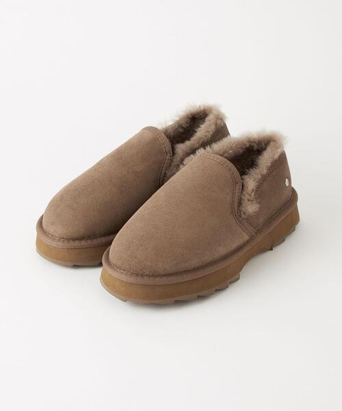 【新品未使用！】大人気のEMU ブラウン スエード スリッポン EMU Australia＞Stinger Reef Flatform ショート ムートンスリッポン