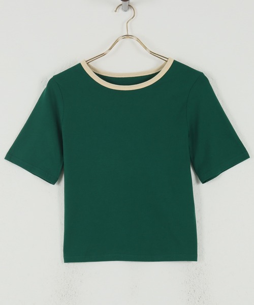 KOBE LETTUCE（コウベレタス）の「選べる袖丈配色リンガーTシャツ（Tシャツ/カットソー・レディース・ホワイト/ブラック/ベージュ/グリーン/ブラック系その他/ホワイト系その他2/ベージュ系その他2/グリーン系その他2・1/2）」の8枚目の写真