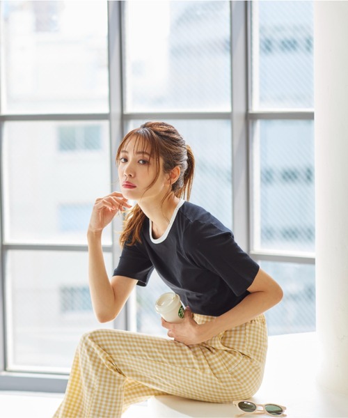 KOBE LETTUCE（コウベレタス）の「選べる袖丈配色リンガーTシャツ（Tシャツ/カットソー・レディース・ホワイト/ブラック/ベージュ/グリーン/ブラック系その他/ホワイト系その他2/ベージュ系その他2/グリーン系その他2・1/2）」の14枚目の写真