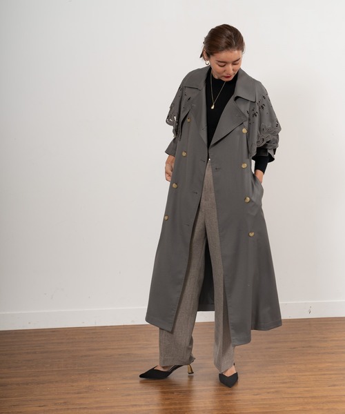 LADYMADE（レディメイド）の「Embroidery Cape トレンチコート（トレンチコート・レディース・ベージュ/ブラウン/カーキ・FREE）」の6枚目の写真