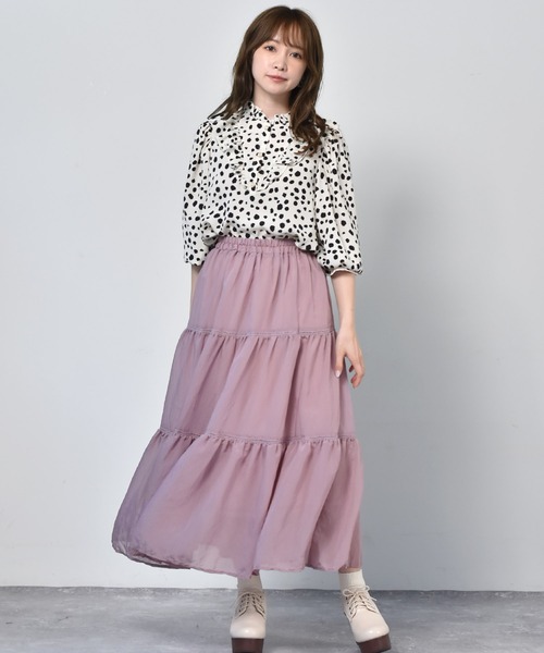 ems excite（エムズエキサイト）の「Vフリルブラウス（シャツ/ブラウス・レディース・オフホワイト/ホワイト系その他/アニマル・FREE）」の11枚目の写真