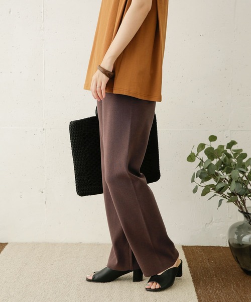 URBAN RESEARCH DOORS(アーバンリサーチドアーズ)の「ハイツイストコットンニットフレアパンツ(その他パンツ・レディース・ブラック/ブラウン・ONE)」の6枚目の写真