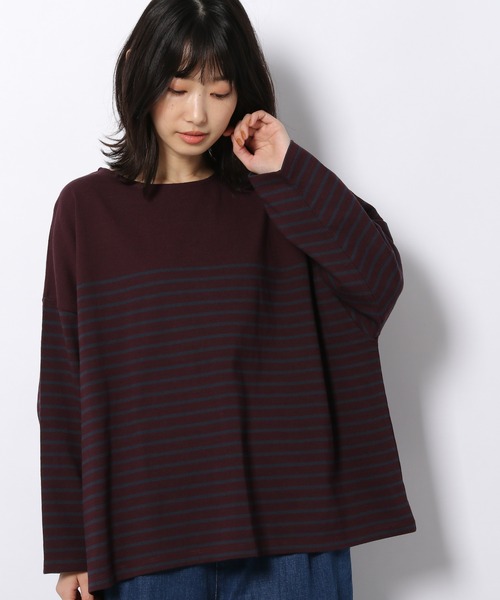 LAKOLE（ラコレ）の「バトーネックボーダー柄ロングTシャツ / 218405（Tシャツ/カットソー・レディース・ベージュ/オフホワイト/ボルドー/チャコール・SMALL/MEDIUM）」の4枚目の写真