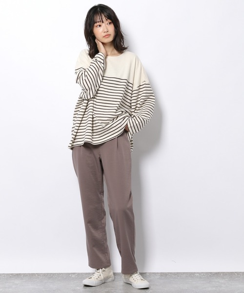 LAKOLE（ラコレ）の「バトーネックボーダー柄ロングTシャツ / 218405（Tシャツ/カットソー・レディース・ベージュ/オフホワイト/ボルドー/チャコール・SMALL/MEDIUM）」の5枚目の写真