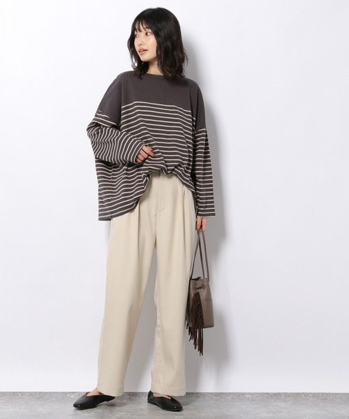 LAKOLE（ラコレ）の「バトーネックボーダー柄ロングTシャツ / 218405（Tシャツ/カットソー・レディース・ベージュ/オフホワイト/ボルドー/チャコール・SMALL/MEDIUM）」の22枚目の写真