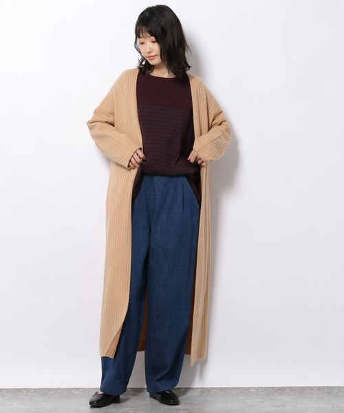 LAKOLE（ラコレ）の「バトーネックボーダー柄ロングTシャツ / 218405（Tシャツ/カットソー・レディース・ベージュ/オフホワイト/ボルドー/チャコール・SMALL/MEDIUM）」の6枚目の写真