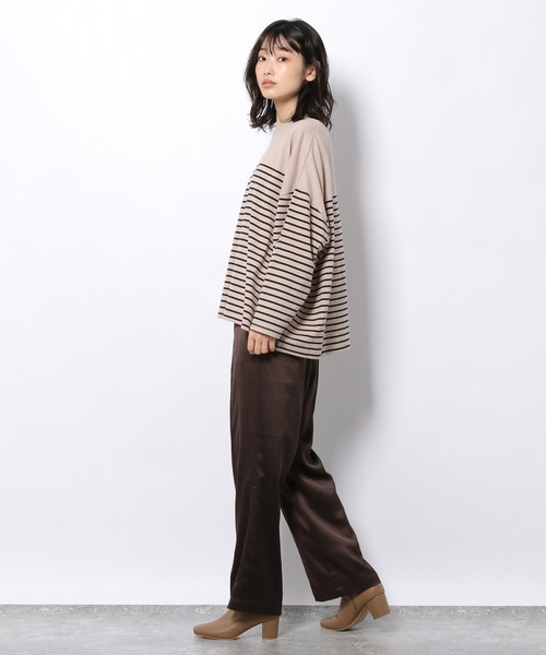 LAKOLE（ラコレ）の「バトーネックボーダー柄ロングTシャツ / 218405（Tシャツ/カットソー・レディース・ベージュ/オフホワイト/ボルドー/チャコール・SMALL/MEDIUM）」の20枚目の写真