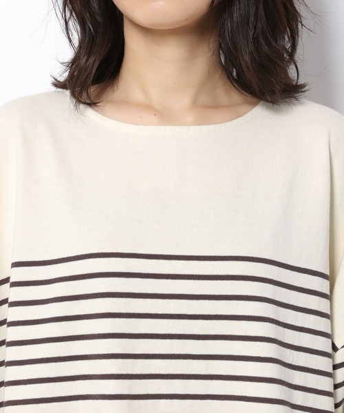 LAKOLE（ラコレ）の「バトーネックボーダー柄ロングTシャツ / 218405（Tシャツ/カットソー・レディース・ベージュ/オフホワイト/ボルドー/チャコール・SMALL/MEDIUM）」の7枚目の写真