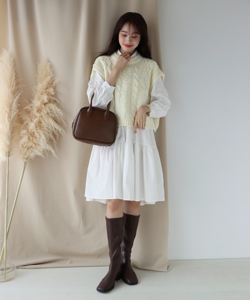 BLUEEAST（ブルーイースト）の「ティアード シャツワンピース（シャツワンピース・レディース・ホワイト/ブラック・MEDIUM）」の3枚目の写真