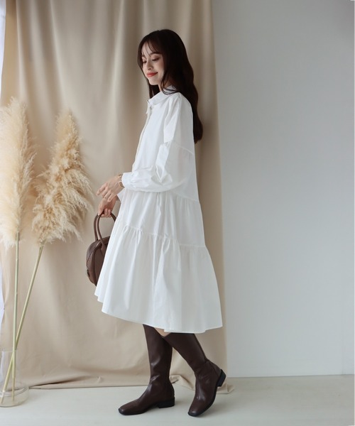 BLUEEAST（ブルーイースト）の「ティアード シャツワンピース（シャツワンピース・レディース・ホワイト/ブラック・MEDIUM）」の6枚目の写真