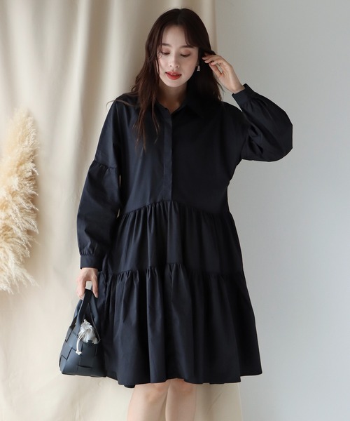 BLUEEAST（ブルーイースト）の「ティアード シャツワンピース（シャツワンピース・レディース・ホワイト/ブラック・MEDIUM）」の8枚目の写真