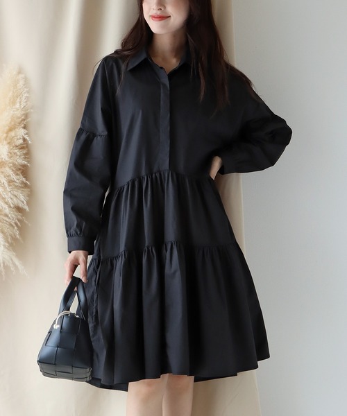 BLUEEAST（ブルーイースト）の「ティアード シャツワンピース（シャツワンピース・レディース・ホワイト/ブラック・MEDIUM）」の9枚目の写真