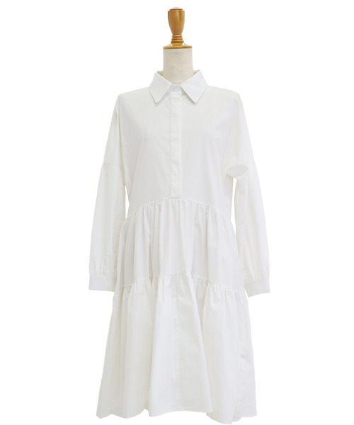 BLUEEAST（ブルーイースト）の「ティアード シャツワンピース（シャツワンピース・レディース・ホワイト/ブラック・MEDIUM）」の13枚目の写真