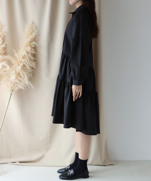 BLUEEAST（ブルーイースト）の「ティアード シャツワンピース（シャツワンピース・レディース・ホワイト/ブラック・MEDIUM）」の16枚目の写真