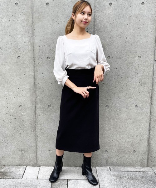 12Twelve Agenda（トゥエルブ　アジェンダ）の「バックプリーツハイウエストナロースカート（スカート・レディース・ブラック/ブラウン・S/M）」の14枚目の写真